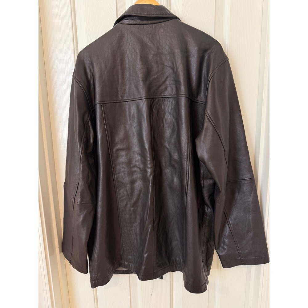 Boston Harbour Outdoorwear Mens Black Leather Button Front Car Coat Jacket L - Picture 8 of 16